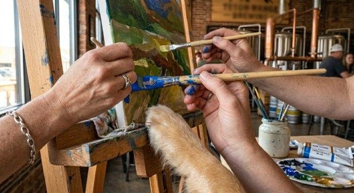 Hops N' Paws Paint Night